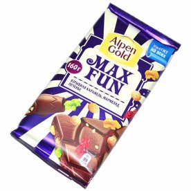 Шоколад Alpen Gold Maxfun Молочный карамель,мармелад,печенье 150гр м/у