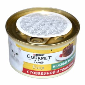 Корм для кошек Gourmet Gold Нежные биточки говядина и томат 85гр ж/б