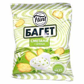 Сухарики Flint пшеничные багеты со вкусом сметана с зеленью 75гр м/у