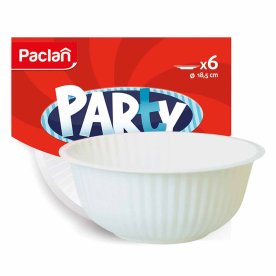 Тарелка Paclan Party пластик белая для супа и салата 185мм 6шт м/у