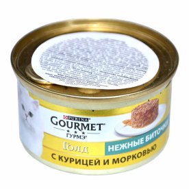 Корм для кошек Gourmet Gold Нежные биточки курица и морковь 85гр ж/б