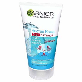 Скраб для лица Garnier Чистая кожа 3в1 150мл пэт