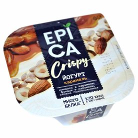 Йогурт Epica Crispy с карамелью 10,2% 140гр пэт