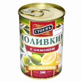 Оливки Стоевъ с лимоном 280 гр ж/б