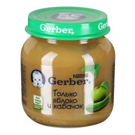 Пюре Gerber яблоко-кабачок с 5мес 130гр ст/б