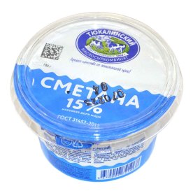 Сметана Тюкалинский 15% 180гр пэт