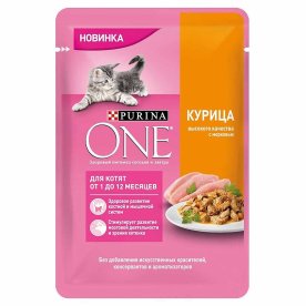 Корм для котят Purina One Курица-морковь 75гр пауч