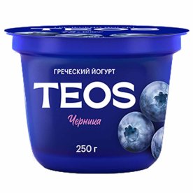 Йогурт Teos Греческий черника 2% 250гр пэт