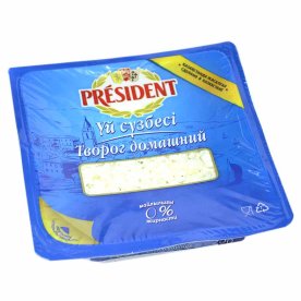 Творог President Домашний рассыпчатый 0%200гр пэт