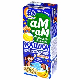 Каша Ам-Ам молочно-овсяная банан с фруктозой 2,5% с 6мес 200мл пэт