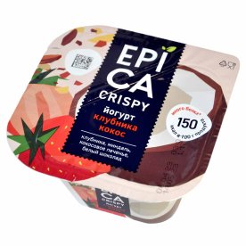 Йогурт Epica Crispy клубник кокос печен.минд.шок.7,3% 140гр пэт