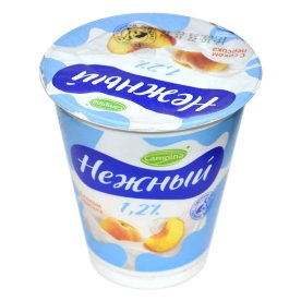 Йогурт Campina Нежный с соком персика 1,2% 320гр стакан