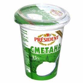 Сметана President 15% 400гр пэт