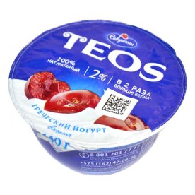 Йогурт Teos Греческий вишня 2% 140гр пэт