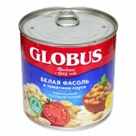 Фасоль Globus белая в т/с 425гр ж/б