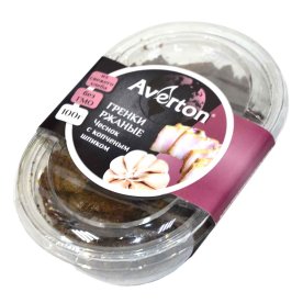 Сухарики Averton ржаные вкус чеснок с копченым шпиком (коррекс) 100гр м/у