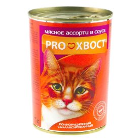 Корм для кошек ProХвост мясное ассорти в соусе 415гр ж/б