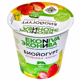 Биойогурт ЭкоНива вязкий клубника-банан 2,8% 125гр пэт