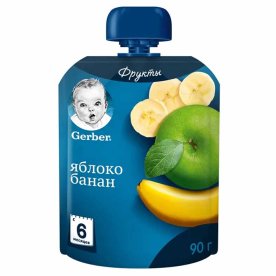 Пюре Gerber банан,яблоко с 6мес 90гр пауч