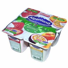 Йогурт Alpenland клубника-персик-маракуйя 0,3% 95гр пэт