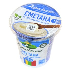 Сметана Лужайкино 15% 350гр пэт