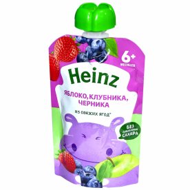 Пюре Heinz яблоко-клубника-черника с 6мес 90гр пауч