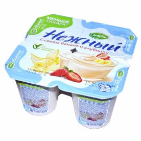 Йогурт Campina Нежный с соком банана и клубники 1,2% 100гр пэт