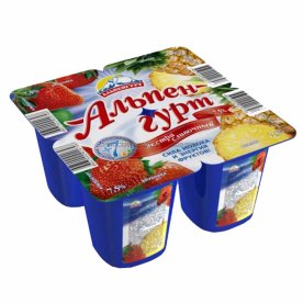 Йогурт Альпенгурт Экстра сливочный клубника-ананас 7,5% 100гр пэт