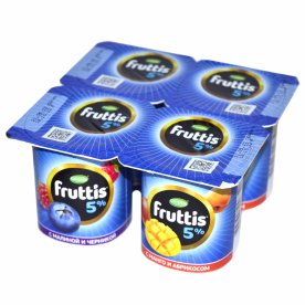 Йогурт Fruttis малина-черника и абрикос-манго 5% 115гр пэт