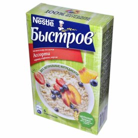 Каша овсяная Nestle Быстров ассорти клубника,персик,черника 240гр к/у