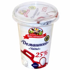 Сметана Масленково Домашняя 25% 350гр пэт