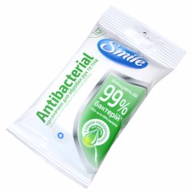 Салфетки влажные Smile Antibacterial со спиртом 15шт м/у