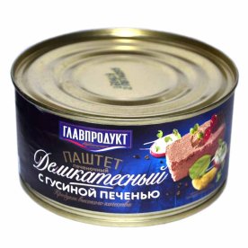 Паштет Главпродукт деликатесный с гусиной печью 315гр ж/б