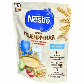 Каша Nestle пшеничная молочная с кусочками яблока-земляники с 8мес 220гр д/п