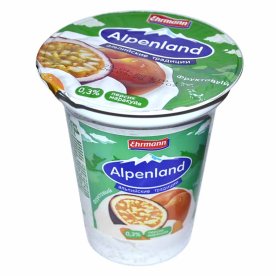 Йогурт Alpenland персик-маракуйя 0,3% 320гр стакан