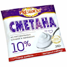 Сметана President 10% 380гр ф/п