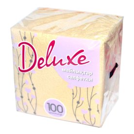 Салфетки бумажные Deluxe розовые 100шт м/у