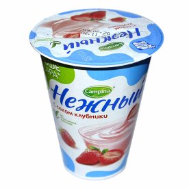 Йогурт Campina Нежный с соком клубники 1,2% 320гр стакан