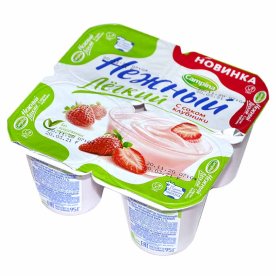 Йогурт Campina Нежный Лайт с соком клубники 0,1% 95гр пэт