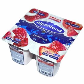 Йогурт Alpenland малина-клубника 7,5% 95гр пэт