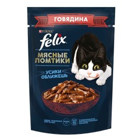 Корм для кошек Felix говядина мясные ломтики 75гр пауч