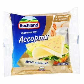 Сыр плавленый Hochland Ассорти ломтики 150гр м/у