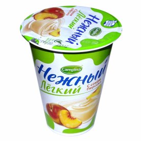 Йогурт Campina Нежный Лайт с соком персика 0,1% 320гр стакан