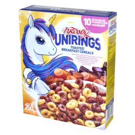 Завтрак готовый Unicorn Rings колечки со вкусом карамели и шоколада 250гр к/у